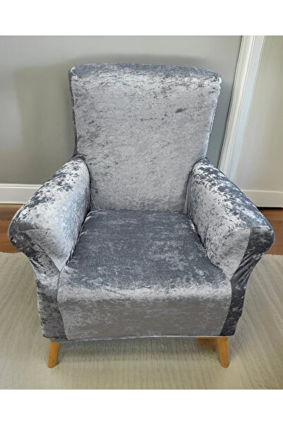 intil غطاء مقعد كرسي بذراعين من نسيج الليكرا، نمط مربع، غطاء مقعد واحد