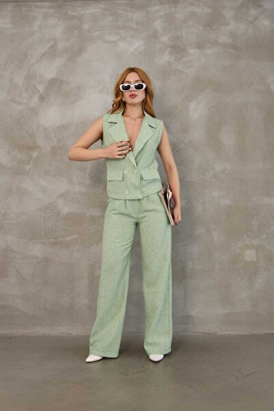 stcococix since 1990 Linen Mango Two-Piece Suit Trousers Vest