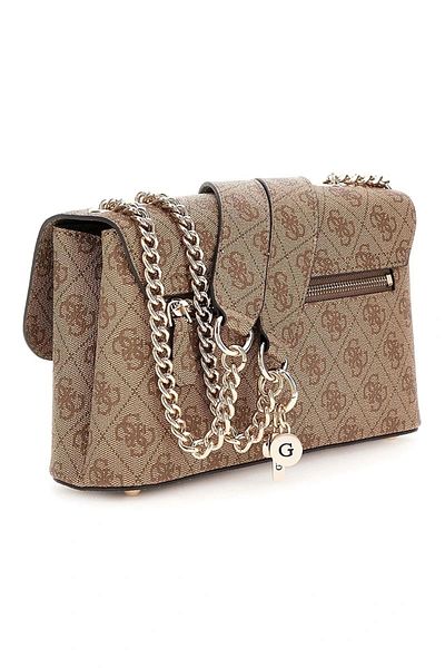 Guess Дамска чанта през рамо Eco Erica Cnvrtble Xbody Flap, кафява, Hwesg951020-ltl