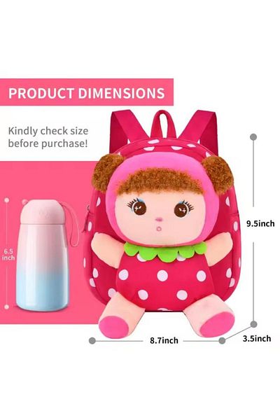 Generic Plush School Backpack Pink/Red/Beige