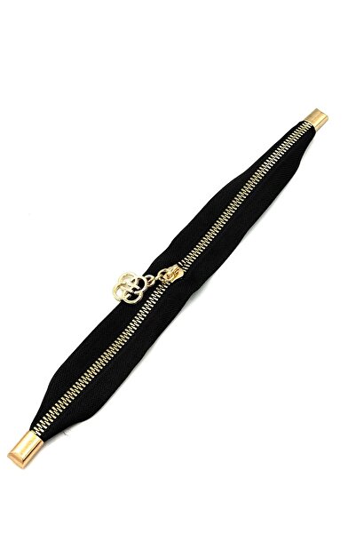 Lady Moss سحاب حقيبة 30 سم اكسسوار ذهبي اسود