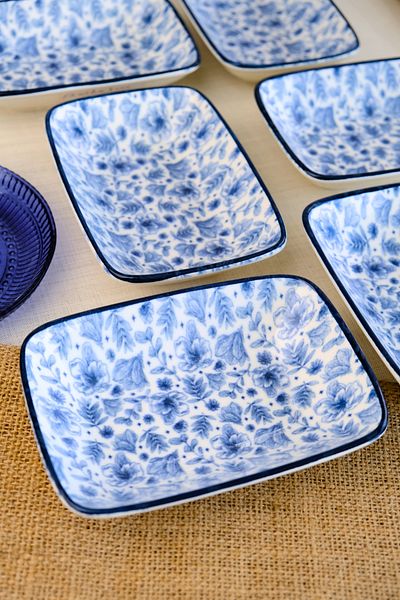 tabakevi Plate House Porcelain Blue Heaven Boat Plate 6 Pieces 17X12X3Cm