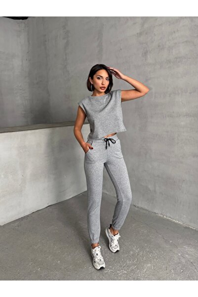 Look Forward Жіночий сірий меланжевий комплект спортивного одягу