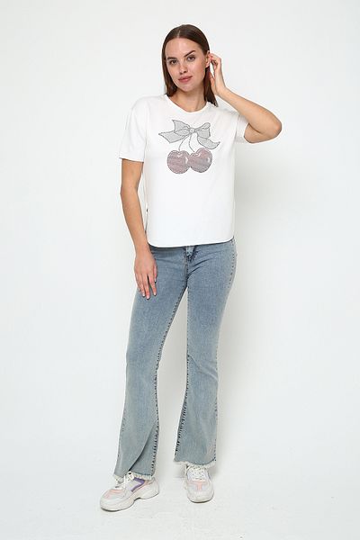 Oasis fustă din țesătură modal tricou oval pentru femei cu imprimeu cireș