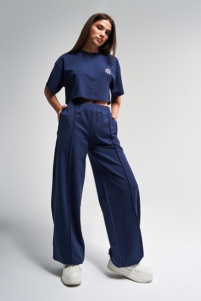 its basic Women's Dark Blue Color S5-56 Bottom Top Set Tracksuit T-Shirt