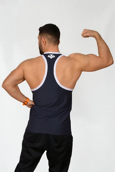 hardbison Navy Blue Gym and Sports Tank Top