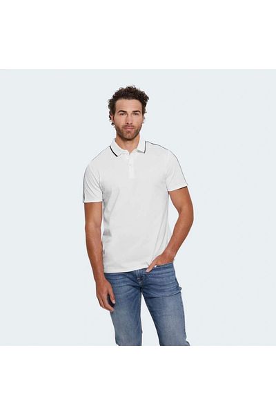 Guess Ss Quattro g Tape Polo Men's Beige T-Shirt M4Yp40Kars0-G1V7