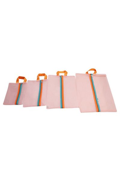 Choice Pink 4pcs/set Travel Storage Bag Portable Travel Mesh Bag Case Toiletry Clothes Underwear Hanging St