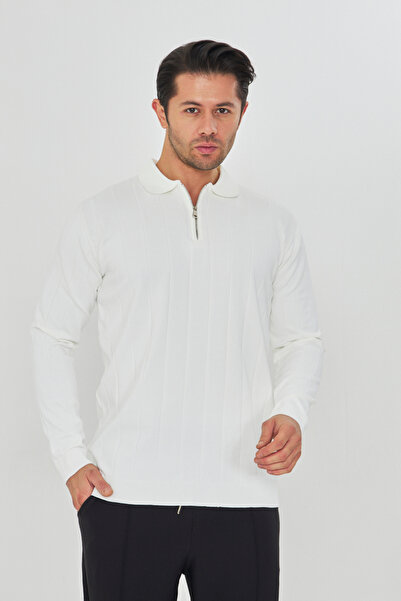 ZİNOX Ανδρικό πλεκτό με μακρύ μανίκι με μισό φερμουάρ, κλασικό απλό, κατάλληλο για καθημερινή χρήση