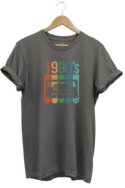 WİDİ Vintage ρετρό εμπριμέ κασέτα της δεκαετίας του 1990 100% βαμβακερό μπλουζάκι με κανονική εφαρμογή με λαιμόκοψη