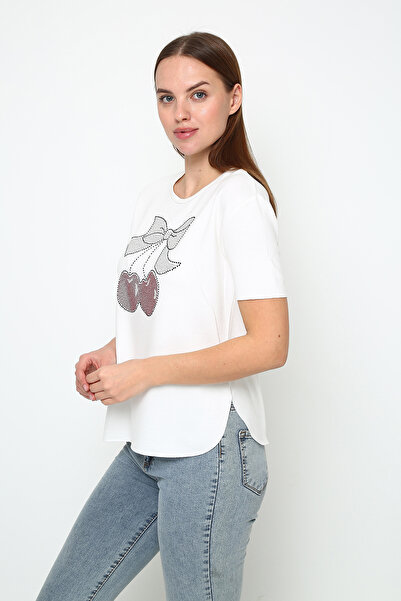 Oasis μοντάλ υφασμάτινη φούστα οβάλ κεράσι με στάμπα γυναικείο μπλουζάκι