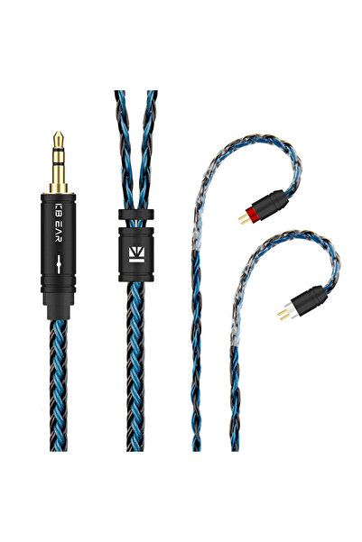 Choice كابل ترقية KBEAR ST16 Crystal 16 Cores أسود أزرق بطول 1.2 متر، 2PIN3.5، 5N، نحاسي مفرد مطلي بالفضة، 2PI