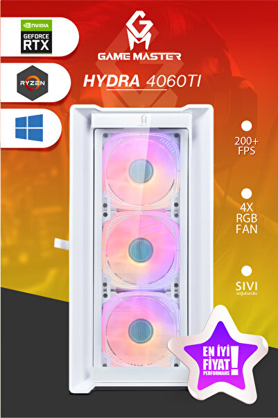 GM Game Master Hydra 4060TI Ryzen 7 5700X CPU 32GB 3200MHZ RAM 1TB M.2 SSD RTX4060TI Sıvı Soğutuculu Gamin PC