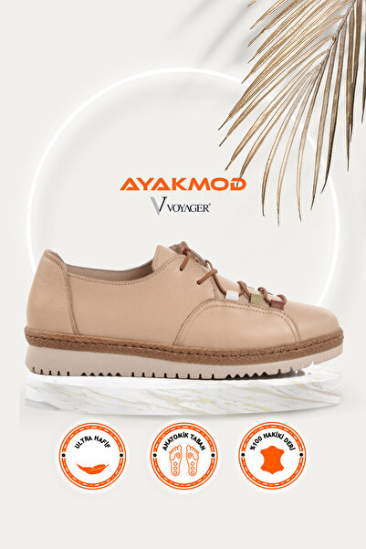 Voyager Beige Genuine Leather Anatomical Women's Casual Shoes Z132 Z