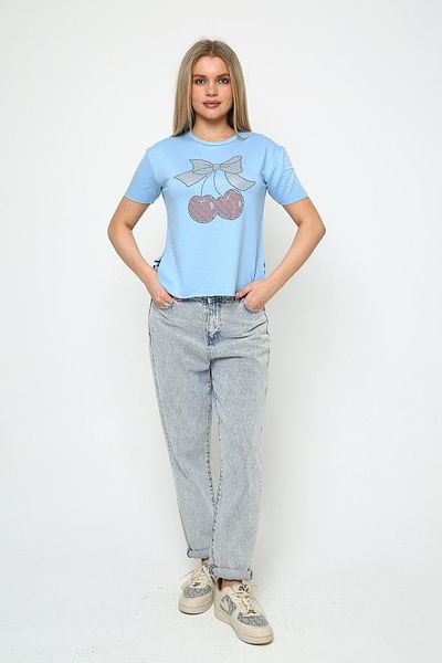 Oasis fustă din țesătură modal tricou oval pentru femei cu imprimeu cireș