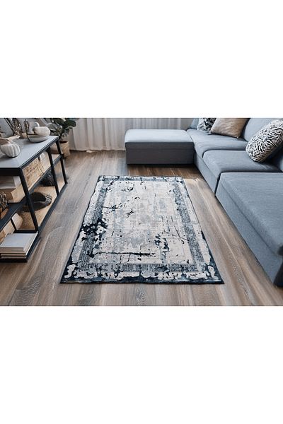Brava Casa Covor Bluessette Marine, Albastru, Crem, Brad Scurt 8 mm, 80x150 cm, 1750 g/m², BravaCasa