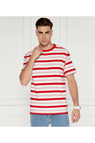 Tommy Jeans T-Shirt , Men , Red , Striped , Reguler , Crew Neck T-Shirt