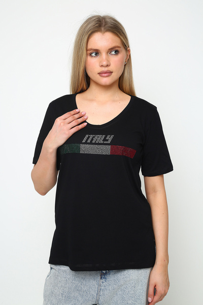 Oasis Жіноча туніка з V-подібним вирізом, розрізами з боків і каменями