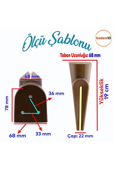 Badem10 (4 BUC.) Notă Muzicală Nuc 19 Cm Mobilier Canapea Unitate TV Fotoliu Picior Picioare Cu Model Lemn