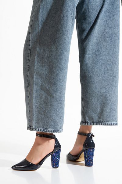 Satenora Stellar Navy Blue Patent Leather Heeled Shoes