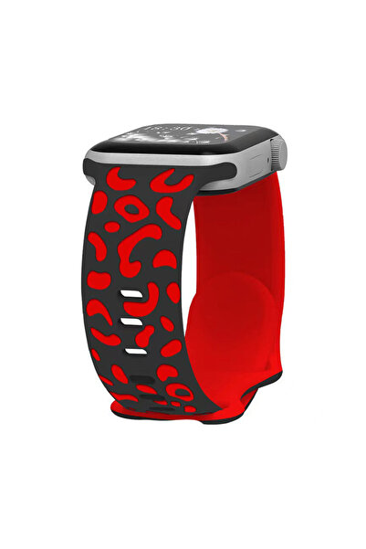 UnDePlus Apple Watch 10/11 42mm-38/40/41mm Kordon Leopar Desen Yumuşak Siliko...