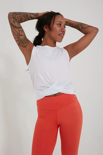 QUHOX Women's White Knot Detailed Athlete Tank Top