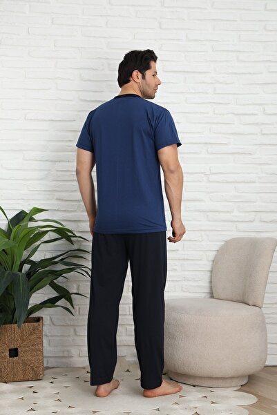 MODAREYA Ανδρικό κοντομάνικο σετ πιτζάμες με ώμους Indigo Color Economy