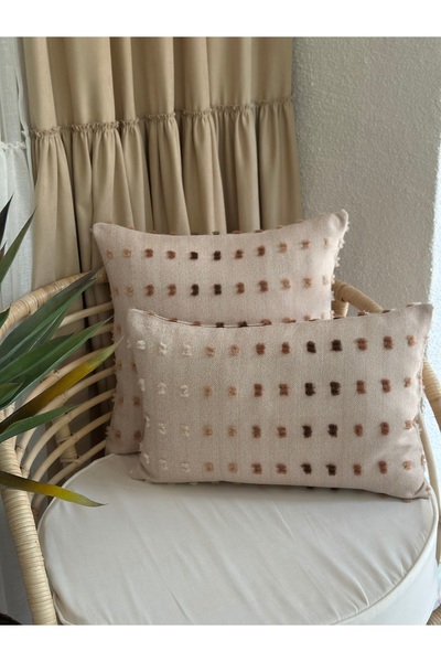 Decamor home Nordic Beige Throw Pillow Cover with Pompom