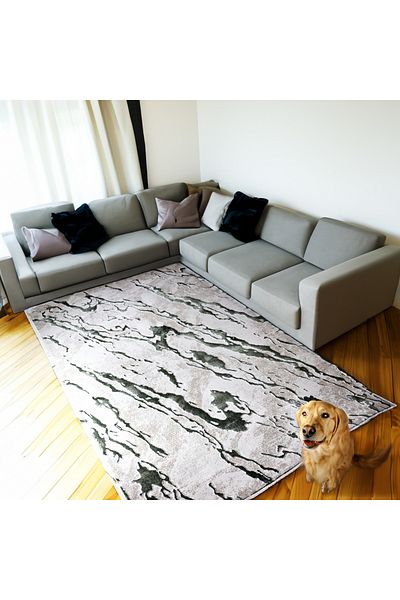 Brava Casa Lush Cream Carpet, Black, White and Grey, Short Pile 11 mm, 80x150 cm, 2200 g/m², BravaCasa