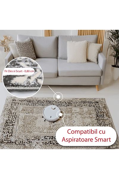 Brava Casa Carpet Aegean Sand, Grey, Cream, Beige, , Short Pile 8 mm, 80x150 cm, 1750 g/m , BravaCasa