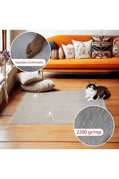 Brava Casa Covor Ivory Serenity, Alb Ivory, , Fir Scurt 11 mm, 80x150 cm, 2200 g/m , BravaCasa