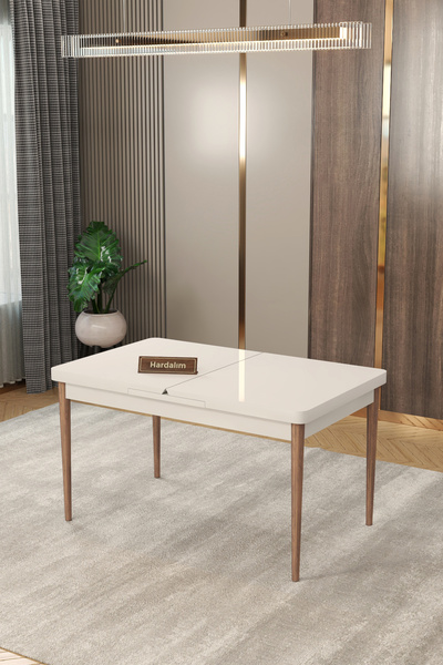 Hardalım Consept Yemek Masası Mutfak Masası 6-8 kişilik Ahşap Ayaklı 80x130 Açıldığında 80x170