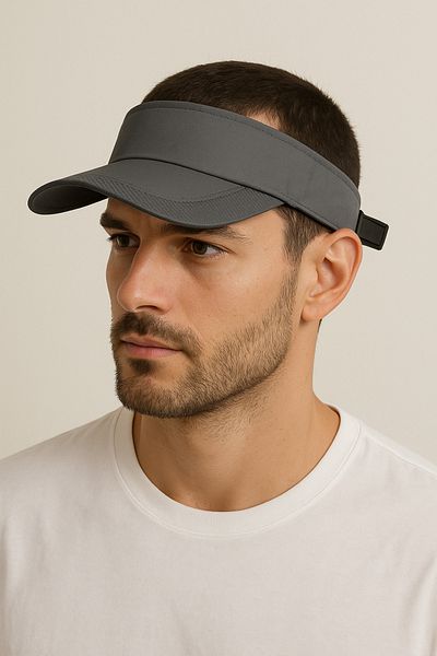CosmoOutlet Uv Protection Openable Top and Adjustable Tennis Visor Smoked Men's Visor Hat