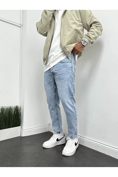 Oliggopol Ανδρικό Ice Blue Boyfriend Παντελόνι Άνετο τζιν παντελόνι
