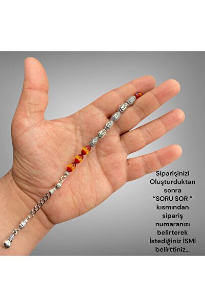 Kt GALATASARAYLI SARI KIRMIZI RENK İSİMLİ ZAZA TESBİH SÜRMELİ TOZ KEHRİBAR TE...