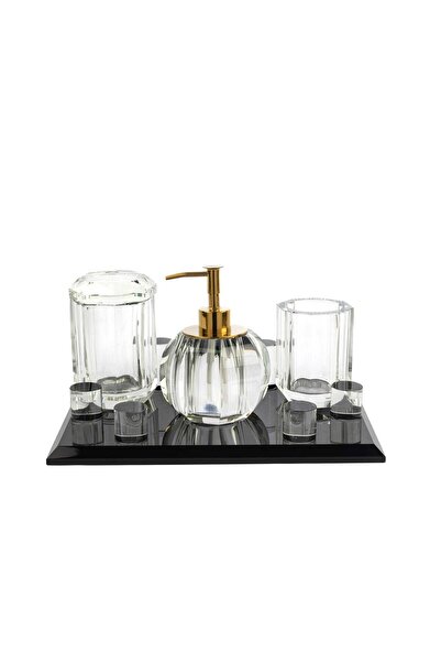 Mikasa Moor طقم حمام أسود شفاف 4 قطع 30x21 سم