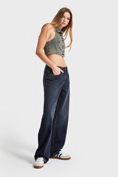 its basic Geantă de damă din denim largi de culoare blugi închis