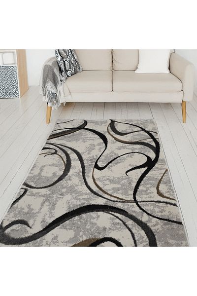 Brava Casa Twilight Dance Carpet, Black, Cream, Grey and Yellow, Short Pile 8 mm, 80x150 cm, 1750 g/m², BravaCasa
