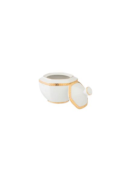 Dania German White And Gold Porcelain Sugar Bowl