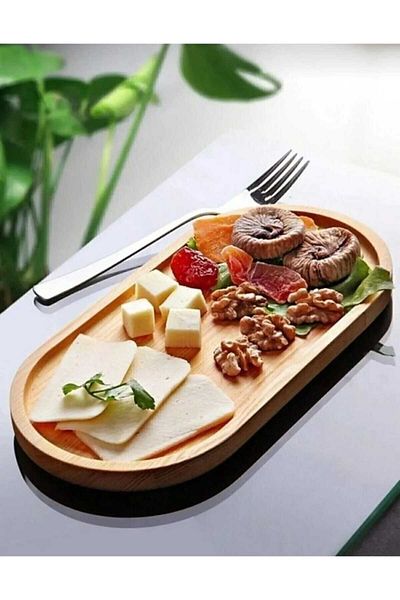 Araste Çerçeve & Dekorasyon Bamboo Oval Presentation Tray |   Multi-Purpose Bathroom Organizer and Presentation Plate