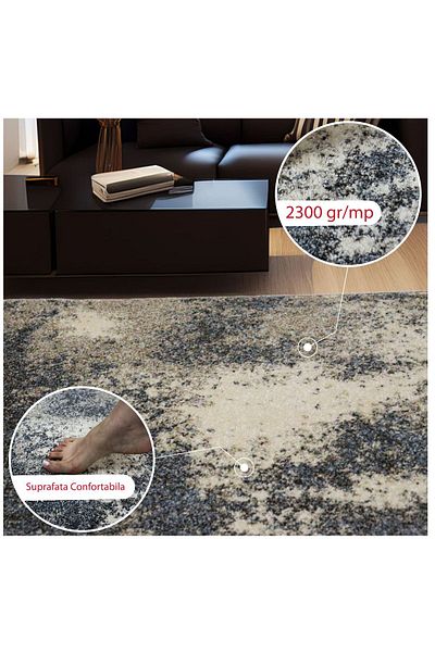 Brava Casa Cremoza Dotted Carpet, Blue, Cream, Brown, , Short Pile 12 mm, 80x150 cm, 2300 g/m , BravaCasa