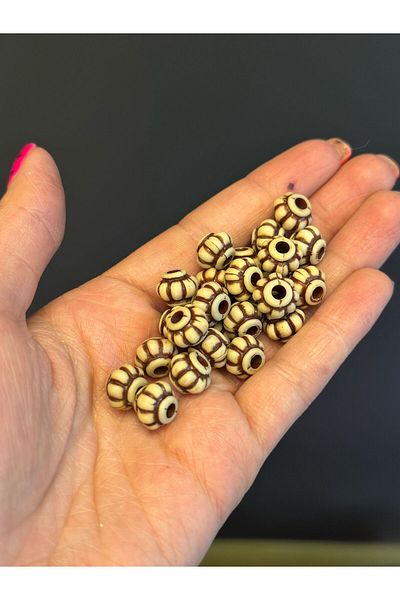 Gönülden Tasarım 25 Pcs 1 cm Carved Patterned Jewelry Beads with Hole