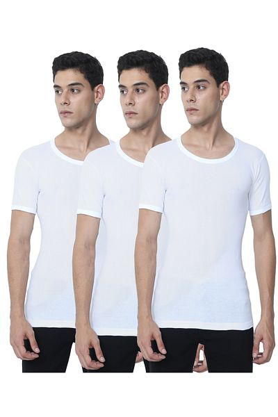 OSCAR JEANS Platinum Collection 100% Cotton Men's Undershirt Tshirt Vest Half Sleeve 3 Pack