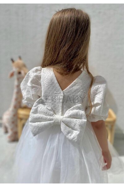 KETBaby Kız Çocuk Fisto Fiyonk Detaylı Tül Etek Elbise