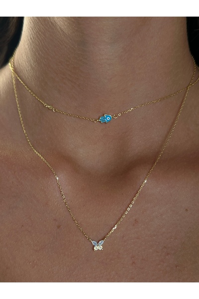 Sade Accessory Beyaz Taşlı Küçük Kelebek Kolye