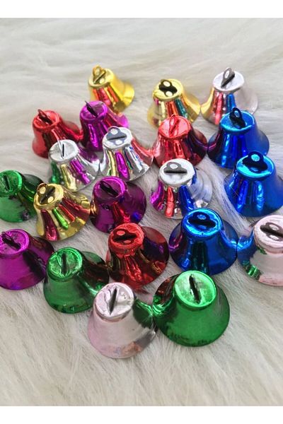 OZN AKSESUAR Colorful Handled Bell, Bell, Leash Bell, Amigurumi Bell Tambourine Making Bell, Christmas Bell (20 Pieces)