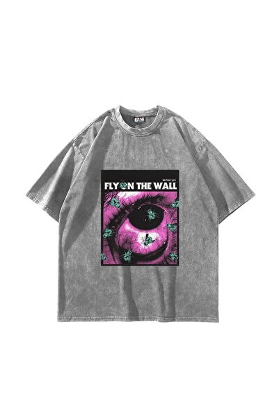 Bak Moda Fly On The Wall Štampano Oversize kroj Unisex periva bela majica