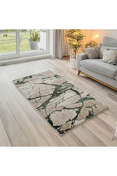 Brava Casa Covor Jade Whisper, Verde, Crem, , Fir Scurt 11 mm, 80x150 cm, 2200 g/m , BravaCasa
