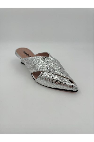 Mariolucci Short Heeled Slippers Silver