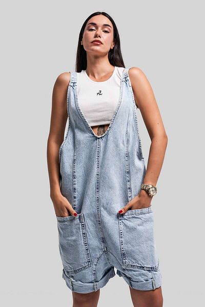 its basic Γυναικεία τζιν φόρμα Snow Color - Loose Cut, Strap Slopet